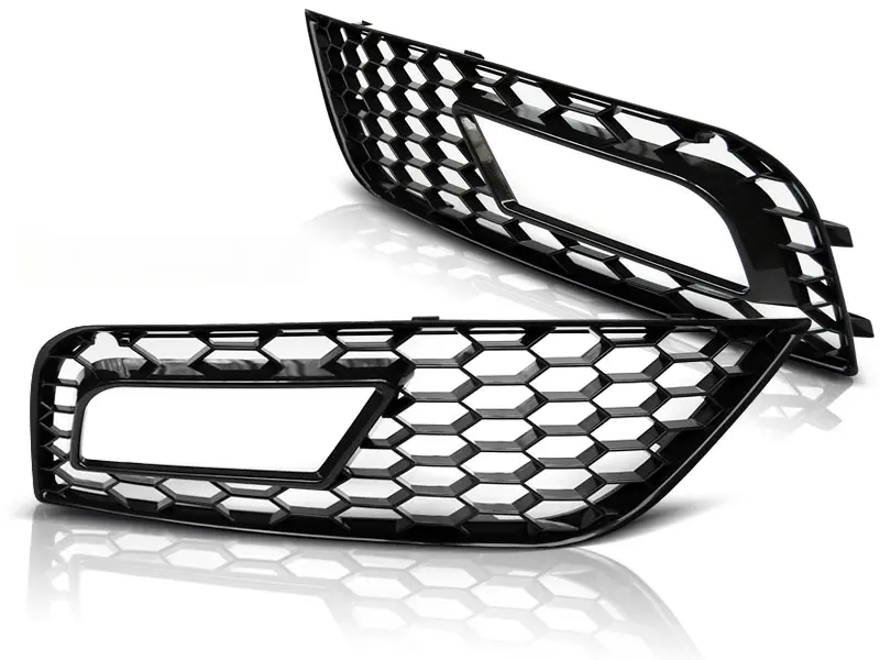 Front Fog Light Grilles Audi A4 B8 11-15 Glossy Black