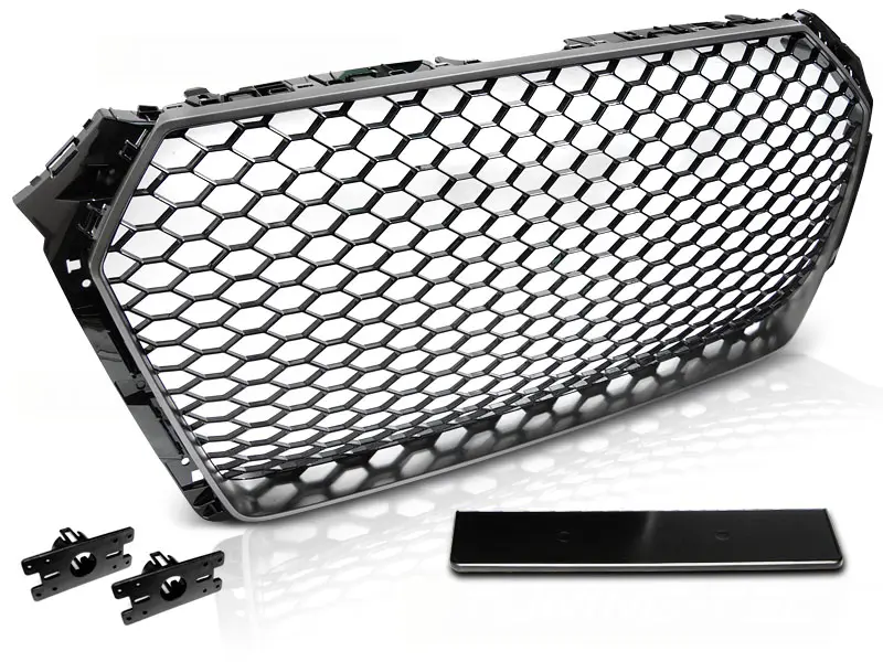 Front Grille Audi A4 B9 Grey RS Style Black