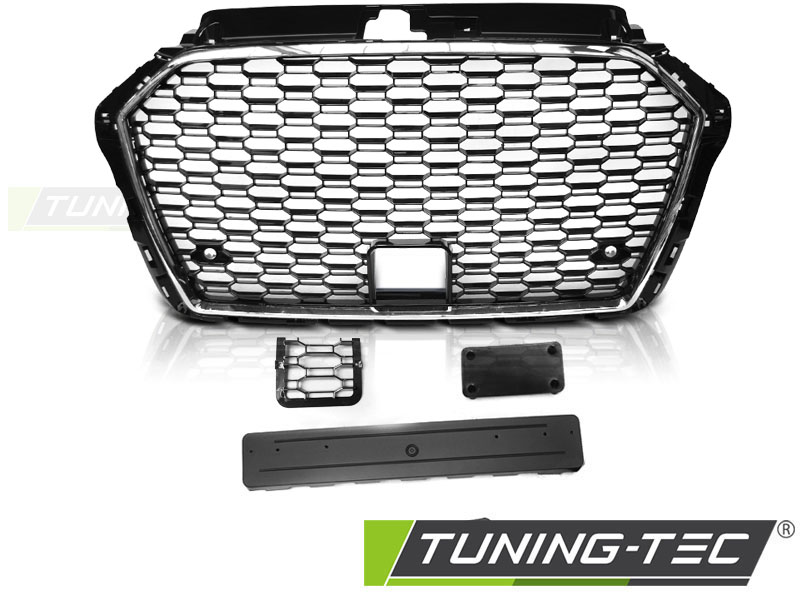 Front Grille Audi A3 8V 17- RS3 Style Black Chrome – náhľad 5