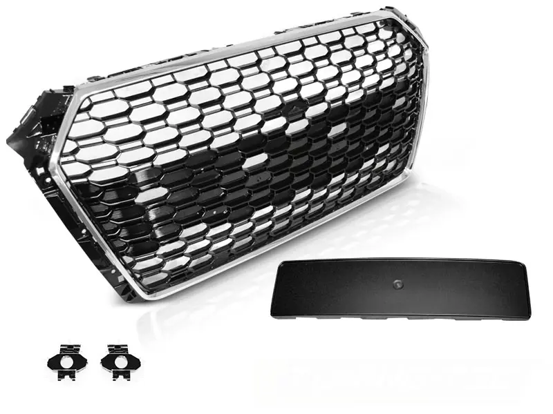 Front Grille RS4 Style Audi A4 B9 PDC Black Chrome
