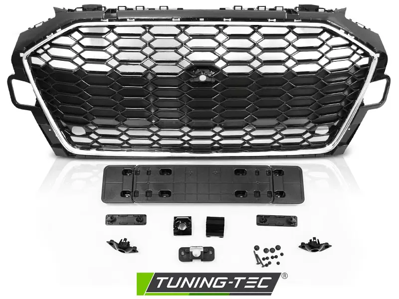 Front Grille Audi A4 B9 20-24 Black Chrome – náhľad 2