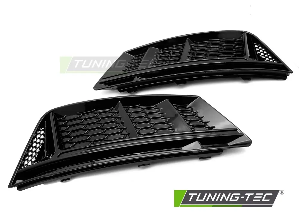 Mriežky nárazníka Audi A4 B9 15-19 Glossy Black – náhľad 2