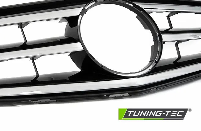 Front Grille Mercedes W204 07-14 Avantgarde - Black Chrome – náhľad 3