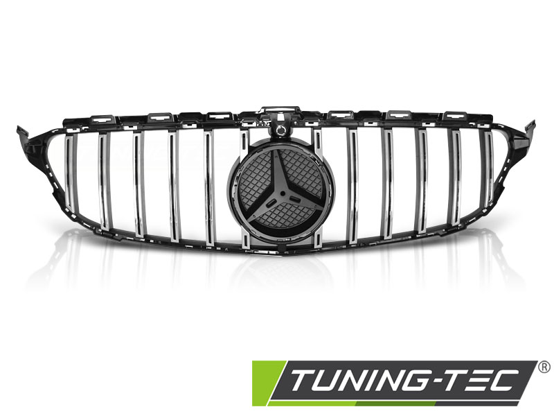 Front Grille Mercedes W205 14-18 GT Glossy Black Chrome – náhľad 2
