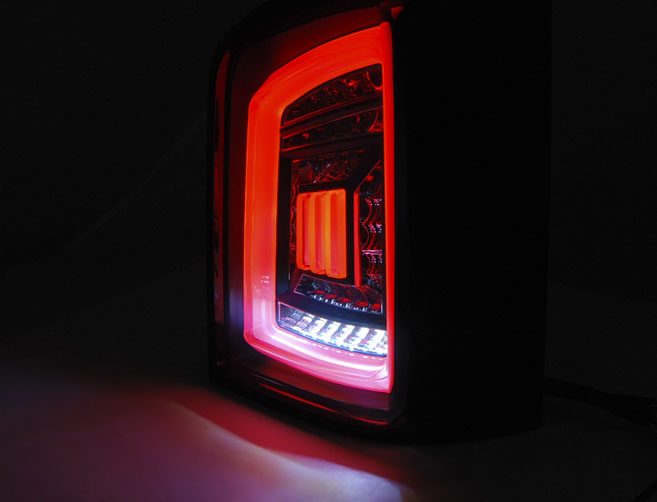 Tail lights VW T5 03-15 Red LED Black Smoke (barn doors) – náhľad 3