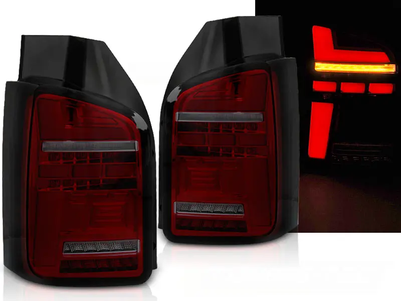 Tail lights VW T5 10-15 Dynamic Red Smoke (barn doors)
