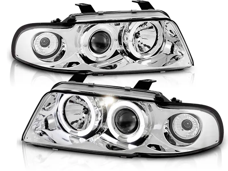 Headlights Audi A4 B5 94-98 Angel Eyes Chrome