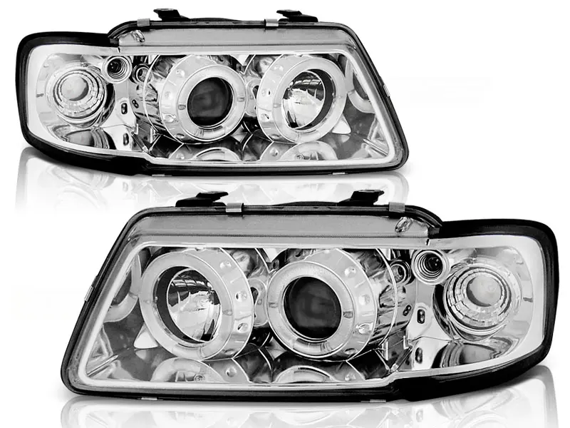 Headlights Audi A3 8L 96-00 Angel Eyes Chrome