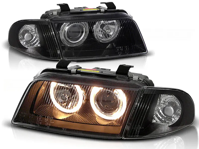 Headlights Audi A4 B5 94-98 Angel Eyes Black