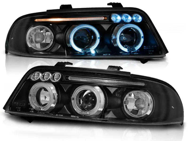 Headlights Audi A4 B5 99-00 Angel Eyes Black