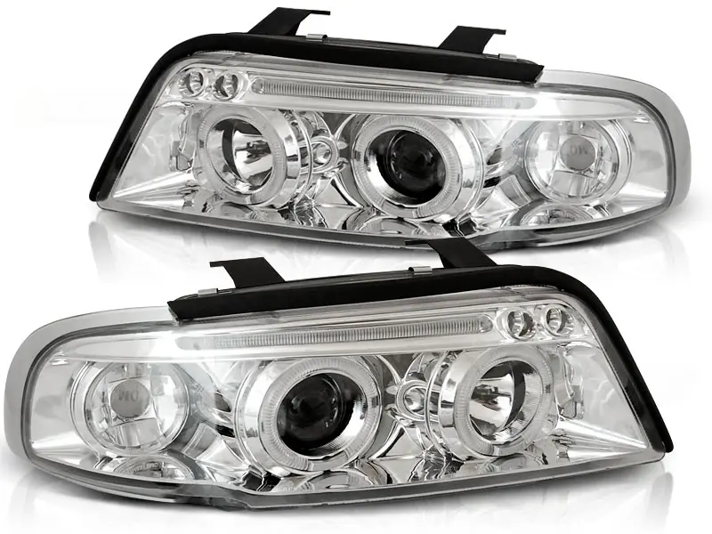 Headlights Audi A4 B5 94-98 Angel Eyes Chrome