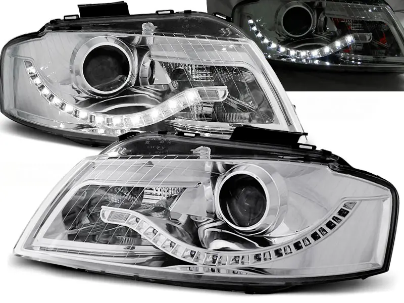 Headlights Audi A3 03-08 Devil Eyes Chrome