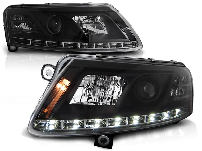 Headlights Audi A6 C6 04-08 DRL Devil Eyes Black