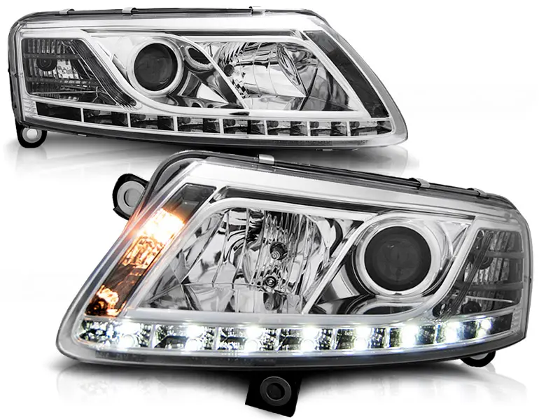Headlights Audi A6 C6 04-08 DRL Xenon Devil Eyes Chrome