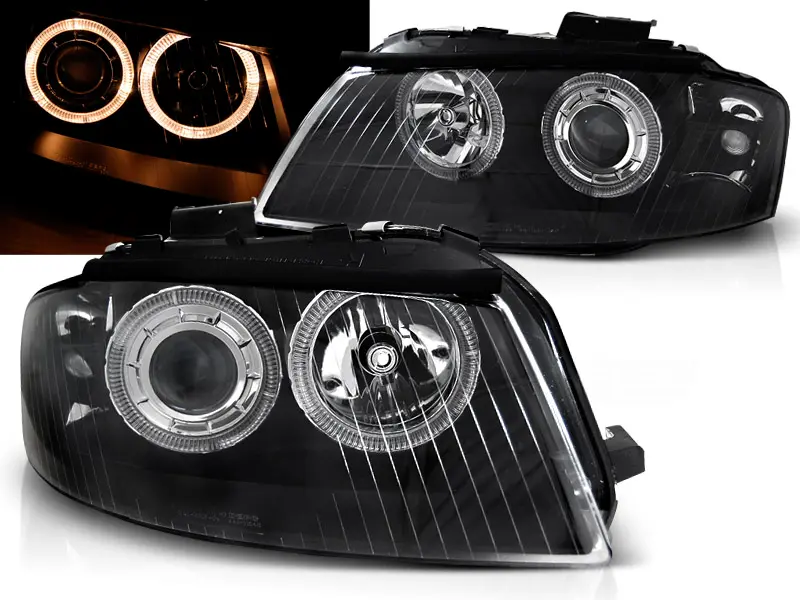 Headlights Audi A3 8P Angel Eyes Black