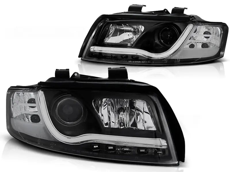 Headlights Audi A4 B6 00-04 Tube Light Black
