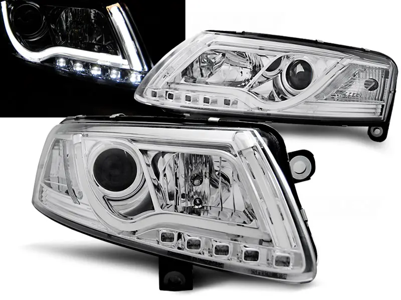 Headlights Audi A6 C6 04-08 Tubelights Chrome
