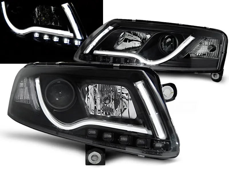 Headlights Audi A6 C6 04-08 Tubelights Black