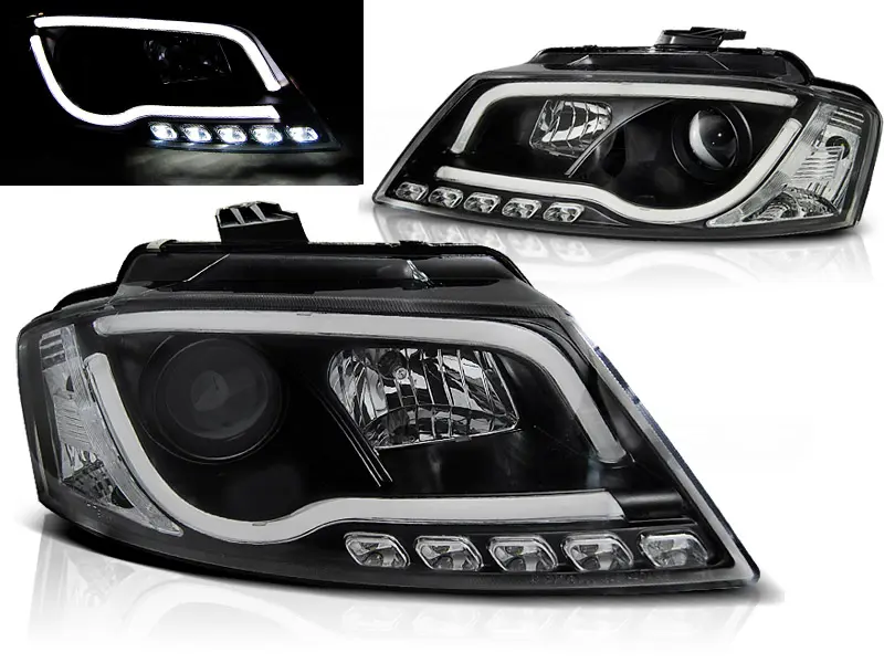 Headlights Audi A3 8P 08-12 DRL Black