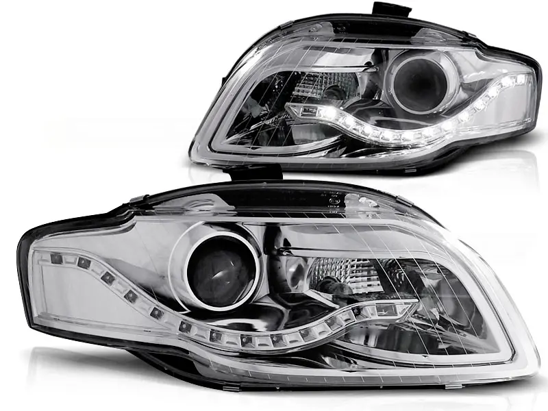Headlights Audi A4 B7 04-08 DRL Devil Eyes Chrome