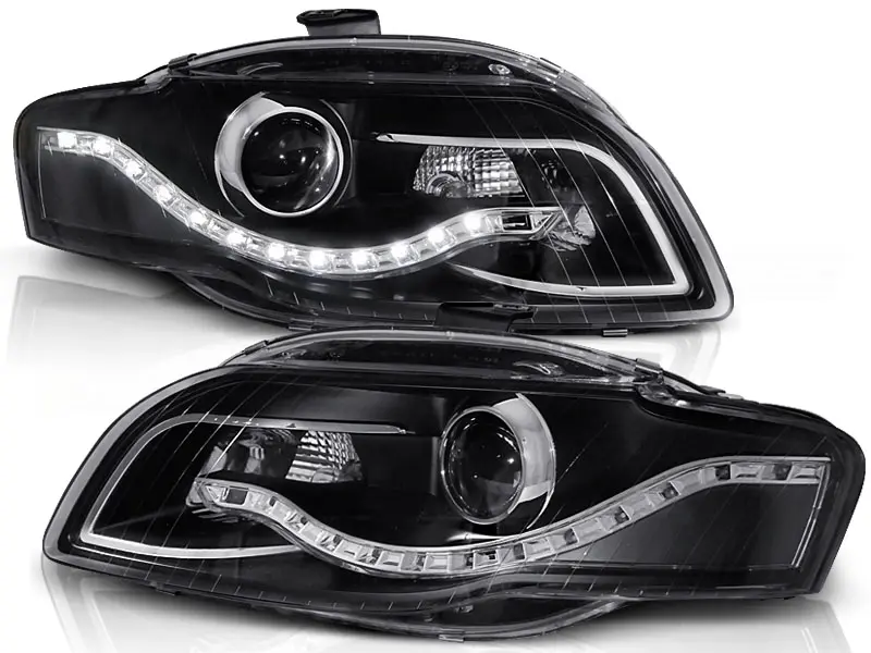 Headlights Audi A4 B7 04-08 DRL Devil Eyes Black