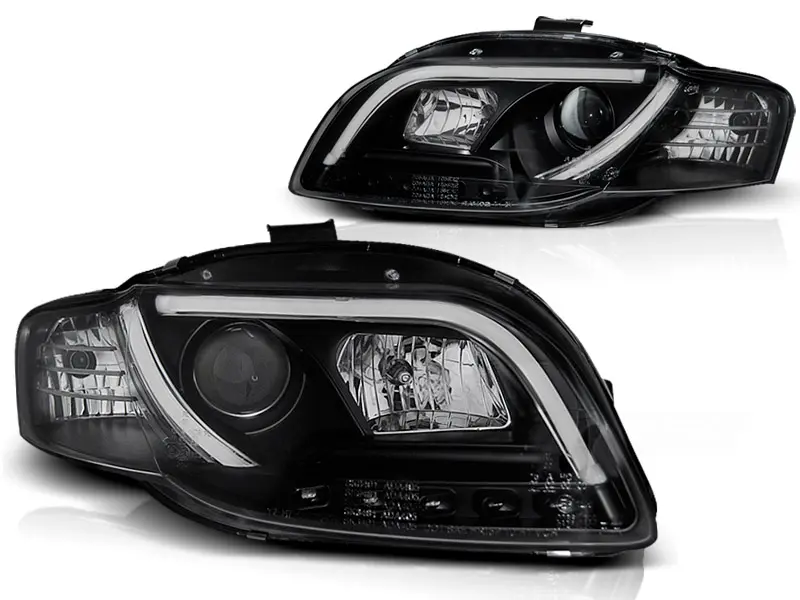 Headlights Audi A4 B7 04-08 DRL Tube Light Black