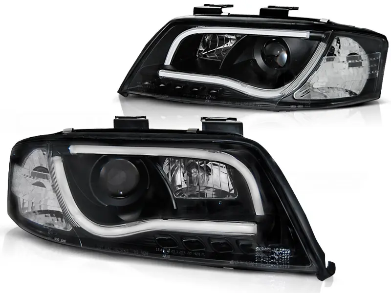 Headlights Audi A6 01-04 Tubelights DRL Black