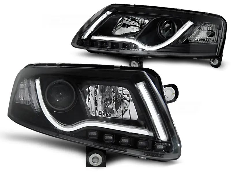 Headlights Audi A6 C6 04-08 Tubelights DRL Xenon Black