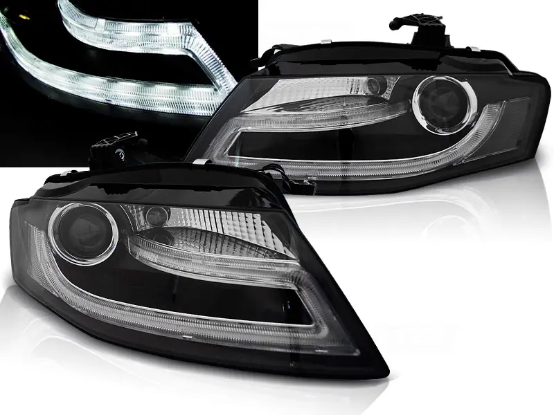 Headlights Audi A4 B8 08-11 TRU-DRL Black