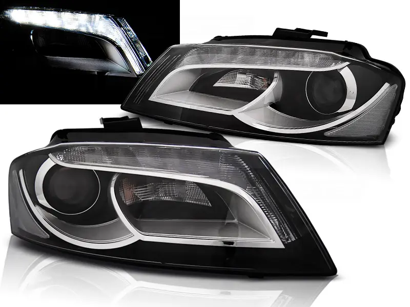 Headlights Audi A3 8P 08-12 TRU DRL Black