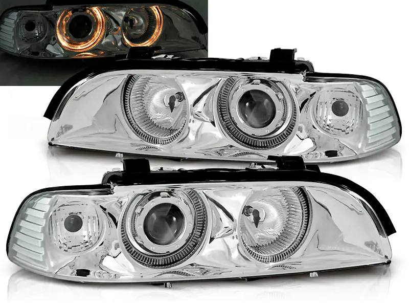 Headlights BMW E39 H7/H7 Angel Eyes Chrome - 08