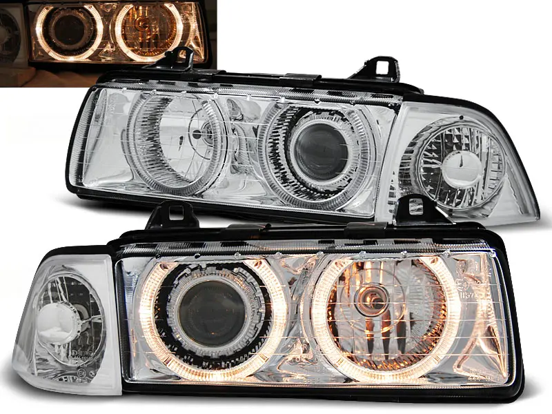 Headlights BMW E36 Angel Eyes Chrome - 20