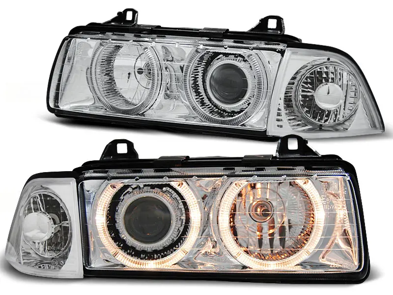 Headlights BMW E36 Coupe Cabrio Angel Eyes Chrome - 27