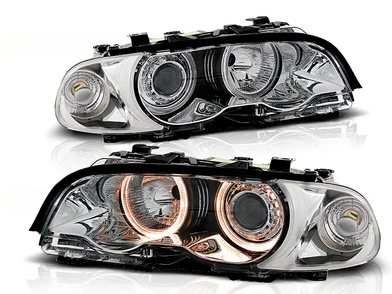 Headlights BMW E46 Coupe/Cabrio 99-01 FK Angel Eyes Chrome