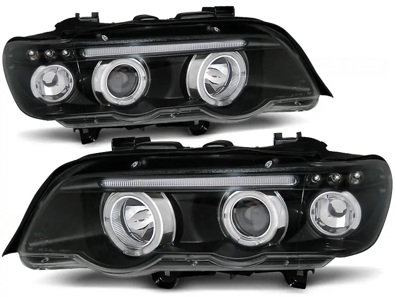 Headlights BMW E53 X5 99-03 Angel Eyes Black