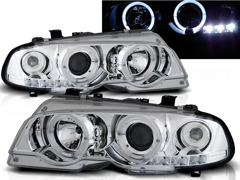 Headlights BMW E46 Coupe/Cabrio 99-03 Angel Eyes Chrome