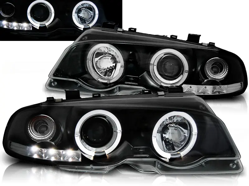 Headlights BMW E46 Coupe/Cabrio 99-03 Angel Eyes Black