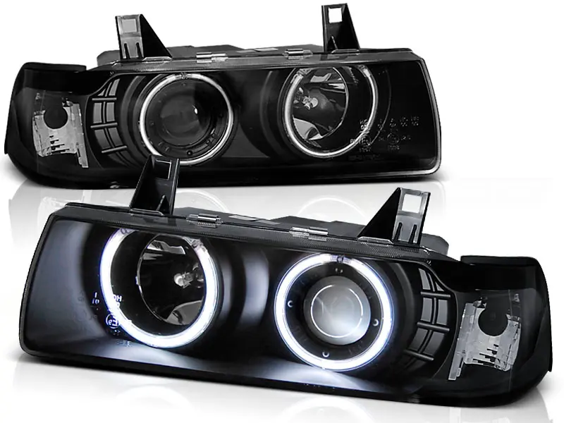 Headlights BMW E36 Coupe Cabrio Angel Eyes Black - 70