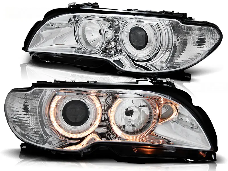 Headlights BMW E46 Coupe/Cabrio 03-06 FK Angel Eyes Chrome