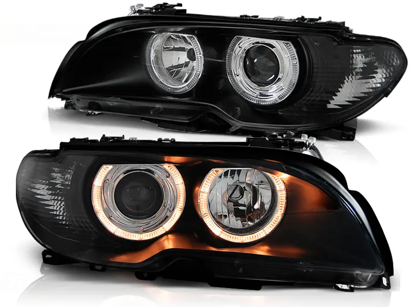Headlights BMW E46 Coupe/Cabrio 03-06 FK Angel Eyes Black