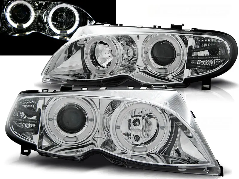 Headlights BMW E46 Sedan/Touring 01-05 Angel Eyes Chrome