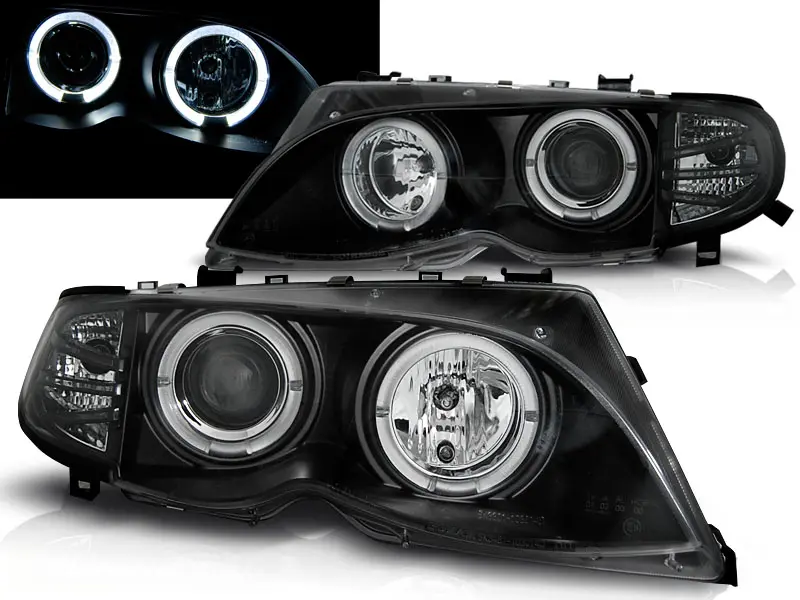 Headlights BMW E46 Sedan/Touring 01-05 Angel Eyes Black