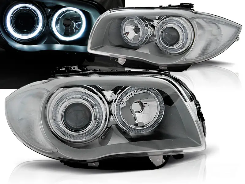 Headlights BMW 1 E81/E87 Angel Eyes Chrome