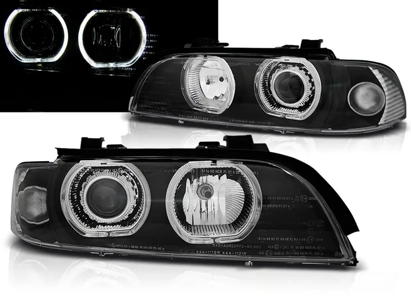 Headlights BMW E39 Halogen Angel Eyes Black