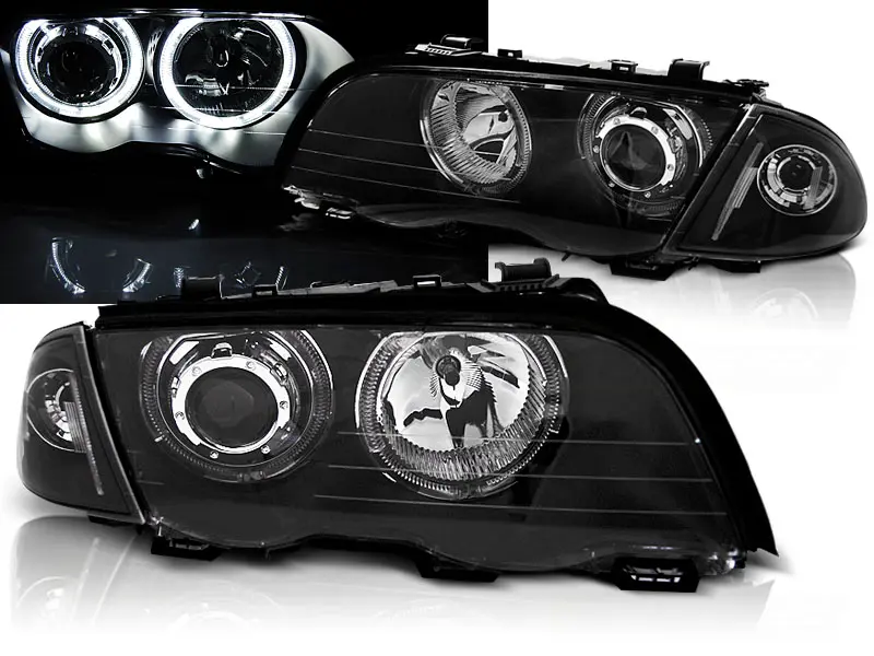 Headlights BMW E46 98-01 Angel Eyes Black