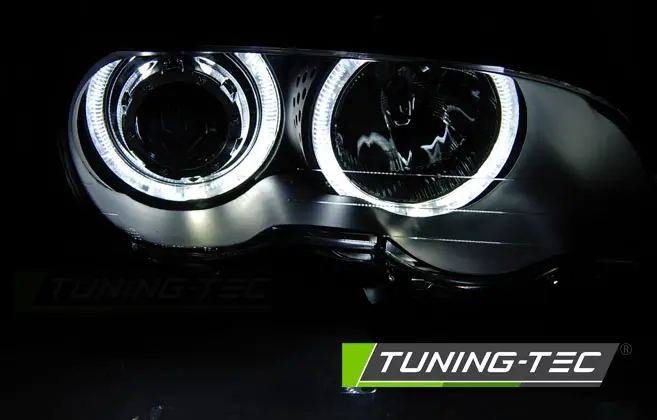 Headlights BMW E46 99-03 Coupe/Cabrio Angel Eyes Black – náhľad 3