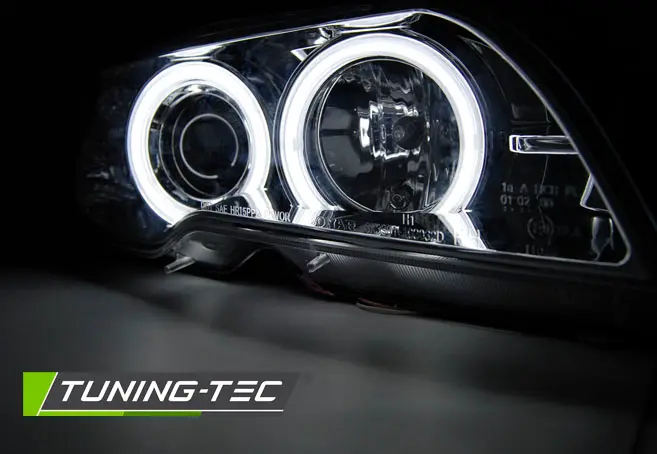 Headlights BMW E46 Coupe Cabrio 03-06 CCFL Angel Eyes Chrome – náhľad 3