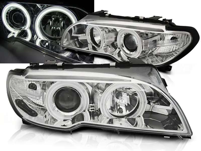 Headlights BMW E46 Coupe Cabrio 03-06 CCFL Angel Eyes Chrome