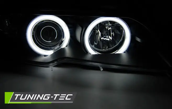 Headlights BMW E46 Coupe Cabrio 03-06 CCFL Angel Eyes Black – náhľad 2
