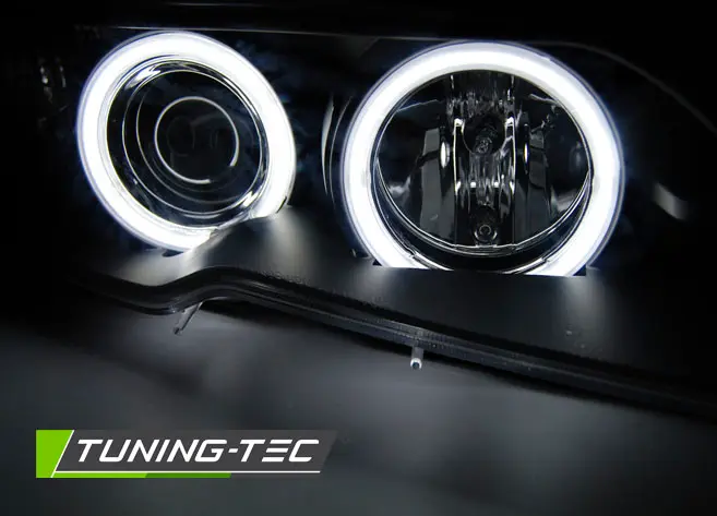 Headlights BMW E46 Coupe Cabrio 03-06 CCFL Angel Eyes Black – náhľad 3